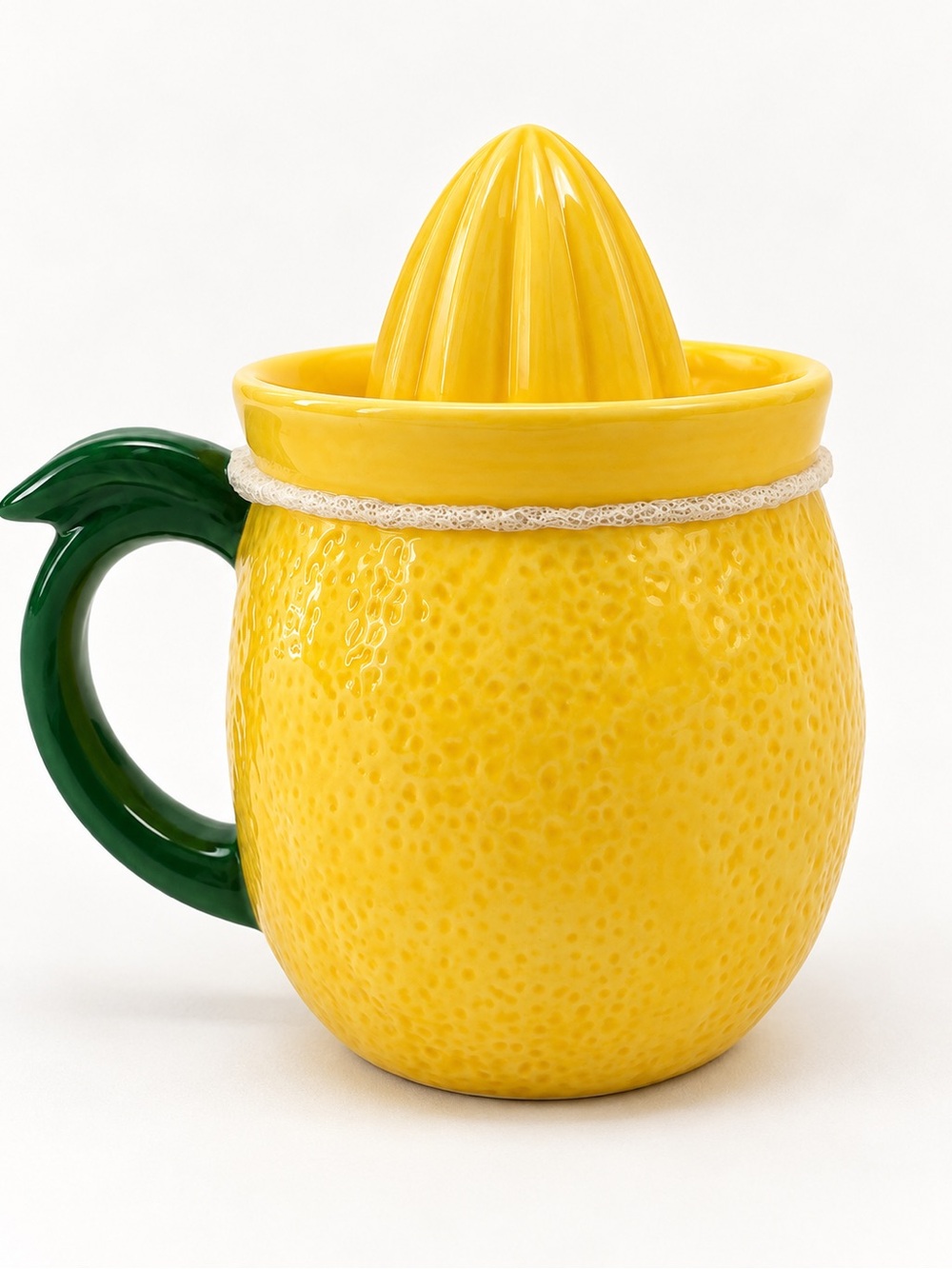 Target Ceramic Lemon Citrus Juicer Mug in Yellow with Green Handle